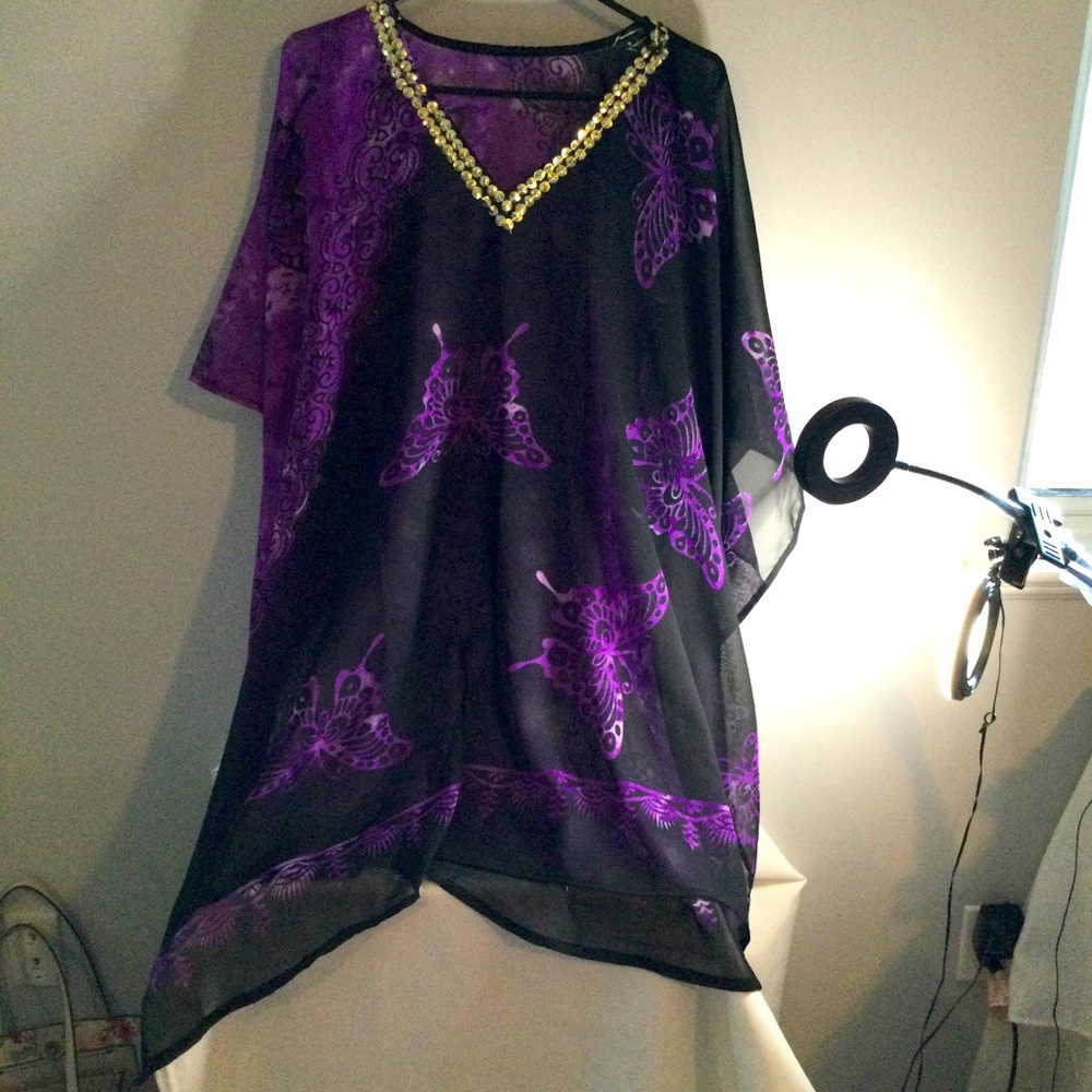 New chiffon Swim Coverup OS purple